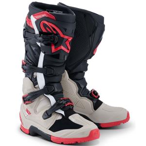 Bottes moto Alpinestars Tech 7 Enduro Noir-Gris clair-Rouge