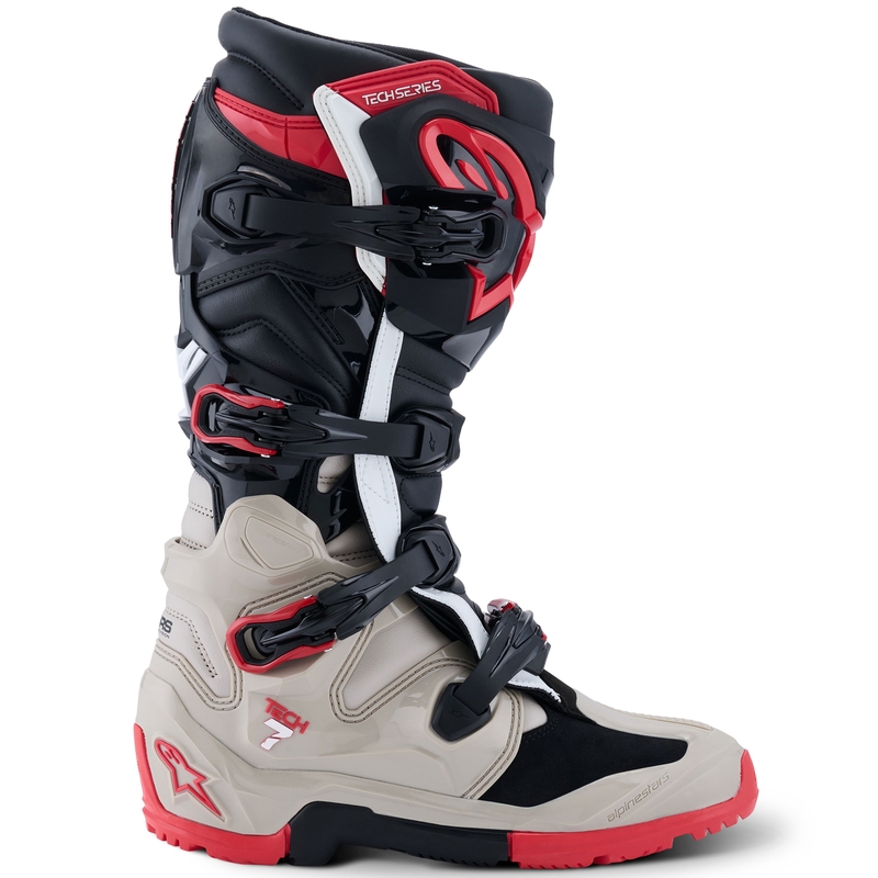 Bottes moto Alpinestars Tech 7 Enduro Noir-Gris clair-Rouge