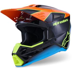 Casque de motocross Alpinestars S-M3 Fray noir-orange fluo-jaune fluo-turquoise