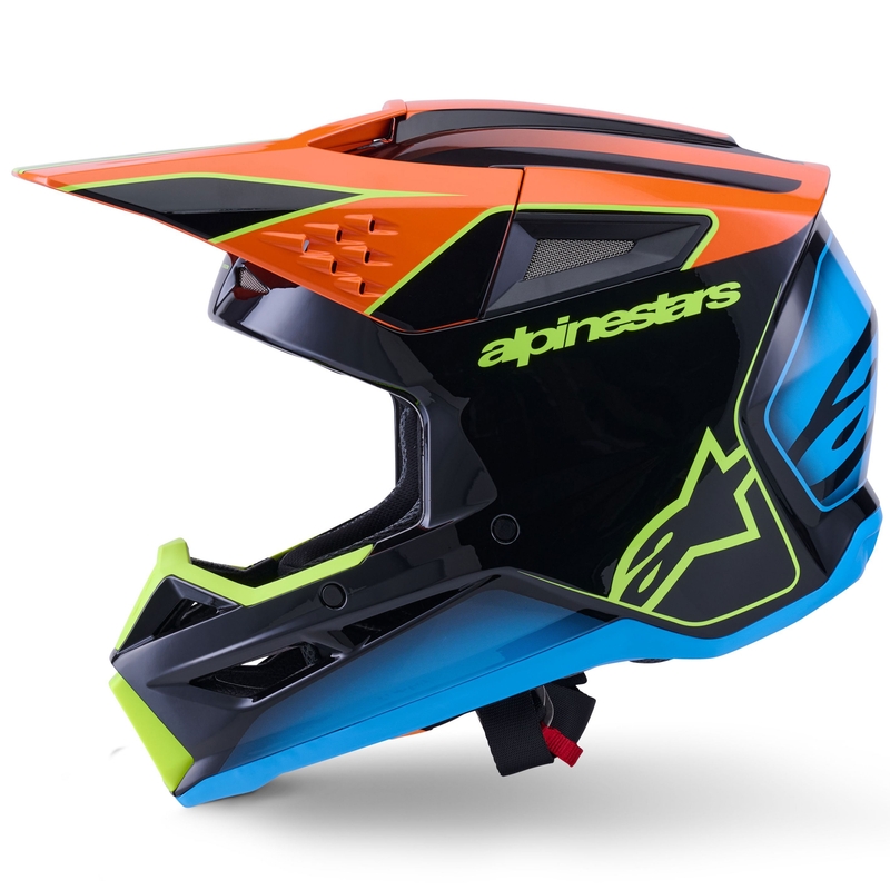 Casque de motocross Alpinestars S-M3 Fray noir-orange fluo-jaune fluo-turquoise