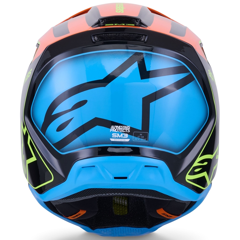Casque de motocross Alpinestars S-M3 Fray noir-orange fluo-jaune fluo-turquoise