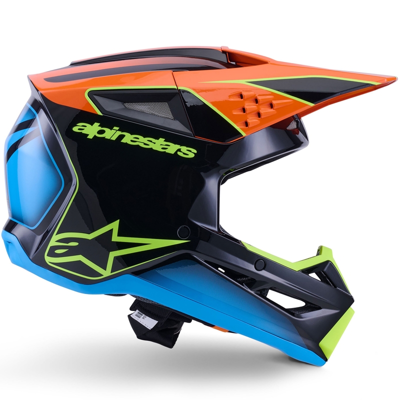 Casque de motocross Alpinestars S-M3 Fray noir-orange fluo-jaune fluo-turquoise