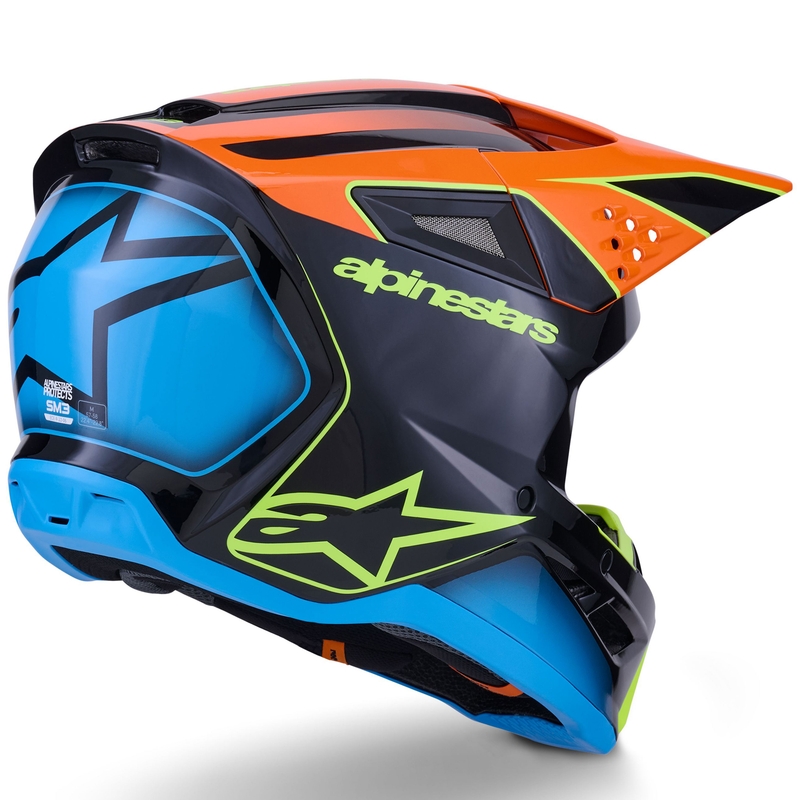 Casque de motocross Alpinestars S-M3 Fray noir-orange fluo-jaune fluo-turquoise