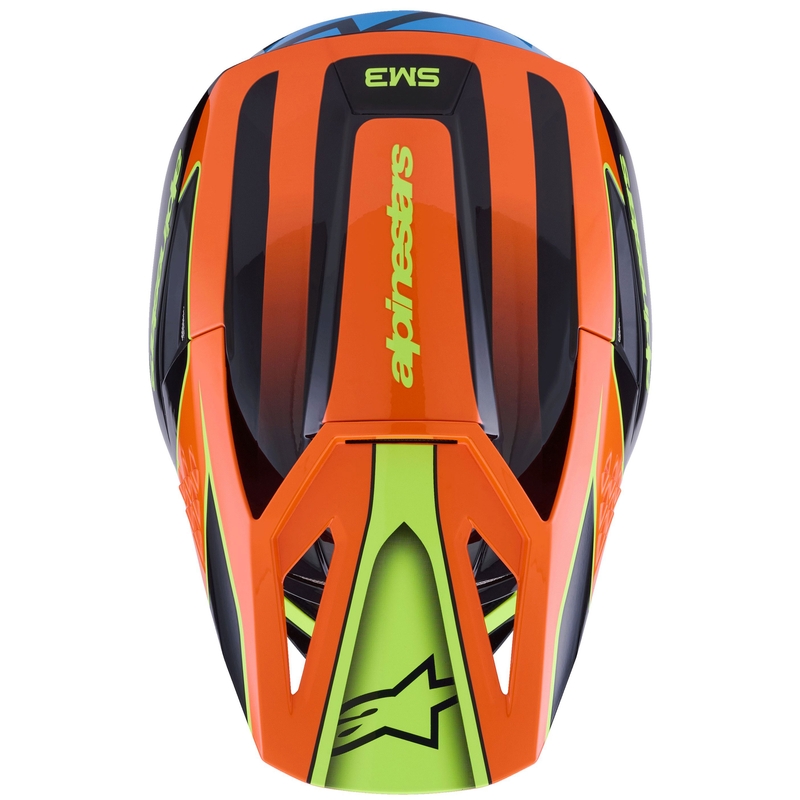 Casque de motocross Alpinestars S-M3 Fray noir-orange fluo-jaune fluo-turquoise