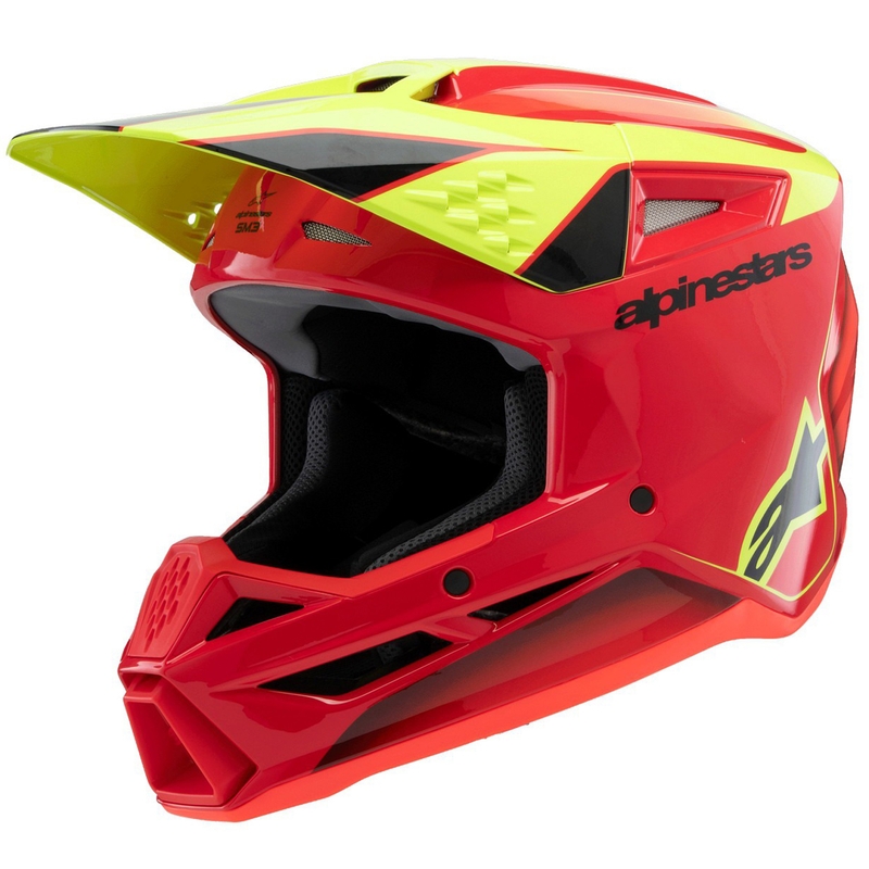 Casque de motocross Alpinestars S-M3 Fray rouge-jaune fluo-noir