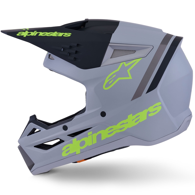 Casque de motocross Alpinestars S-M3 Radium gris mat-jaune fluo-noir