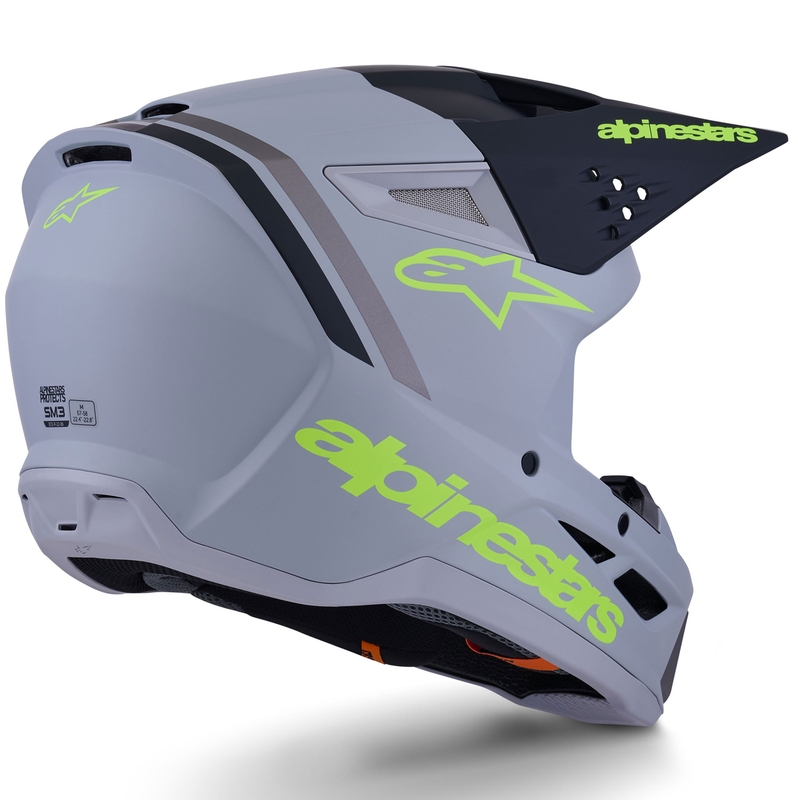 Casque de motocross Alpinestars S-M3 Radium gris mat-jaune fluo-noir