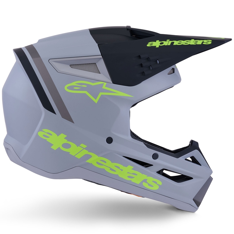 Casque de motocross Alpinestars S-M3 Radium gris mat-jaune fluo-noir
