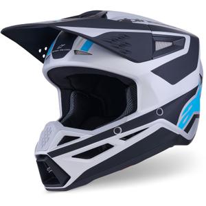 Casque de motocross Alpinestars S-M3 Heat argent-bleu-noir mat
