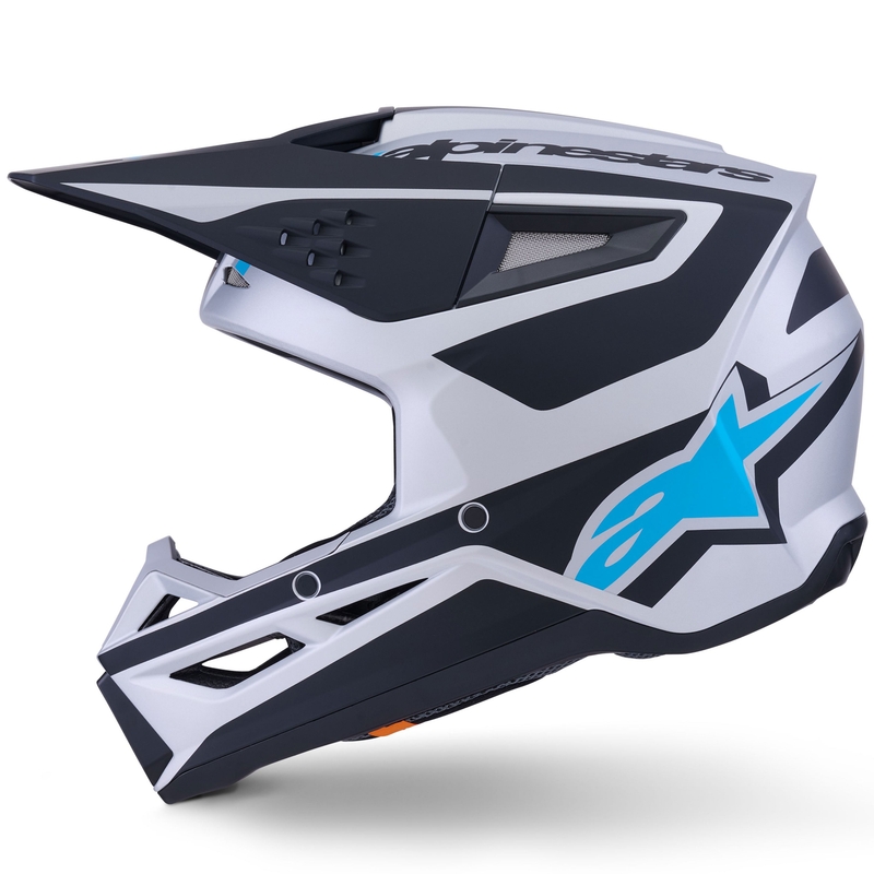 Casque de motocross Alpinestars S-M3 Heat argent-bleu-noir mat