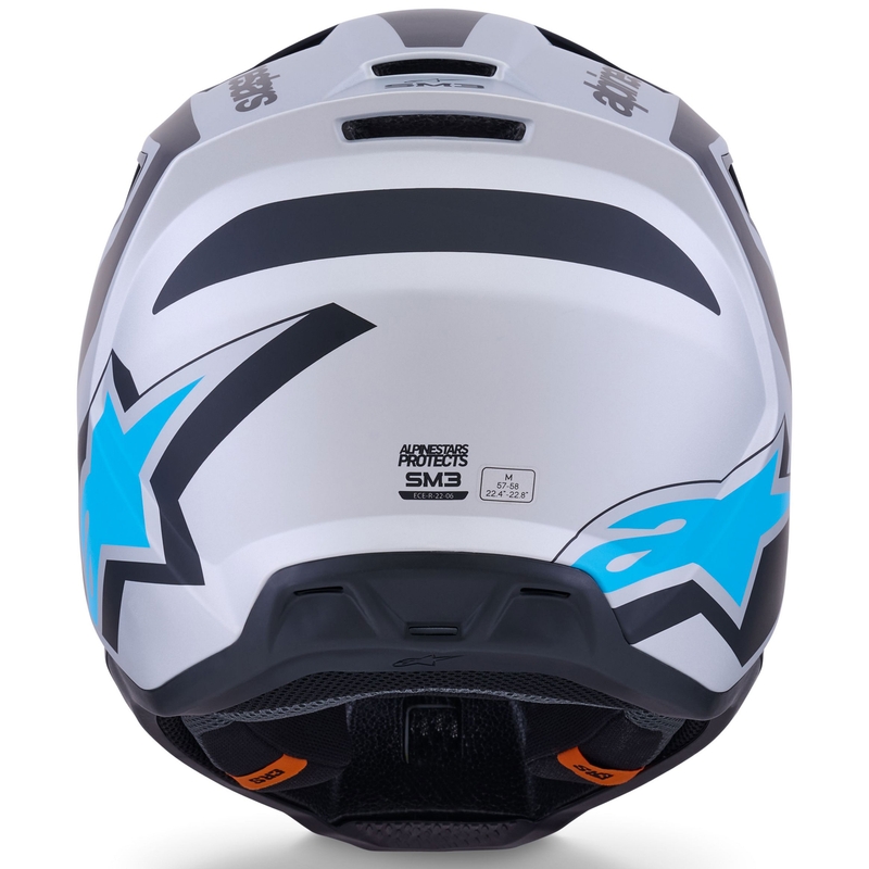Casque de motocross Alpinestars S-M3 Heat argent-bleu-noir mat