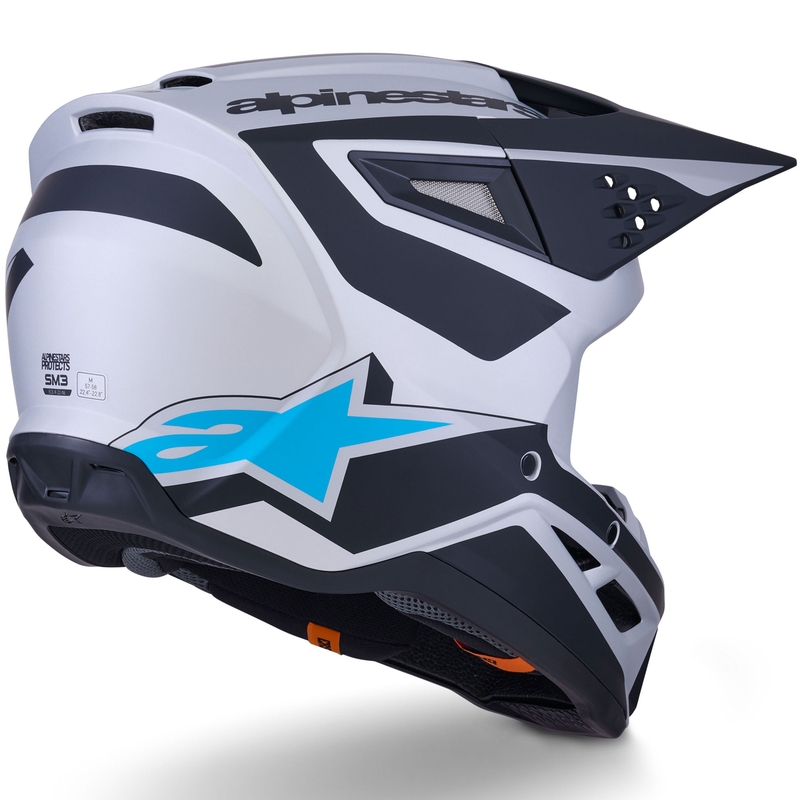 Casque de motocross Alpinestars S-M3 Heat argent-bleu-noir mat