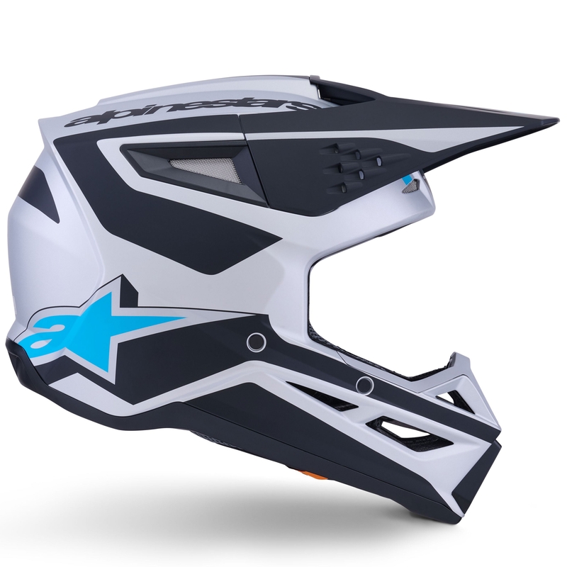 Casque de motocross Alpinestars S-M3 Heat argent-bleu-noir mat