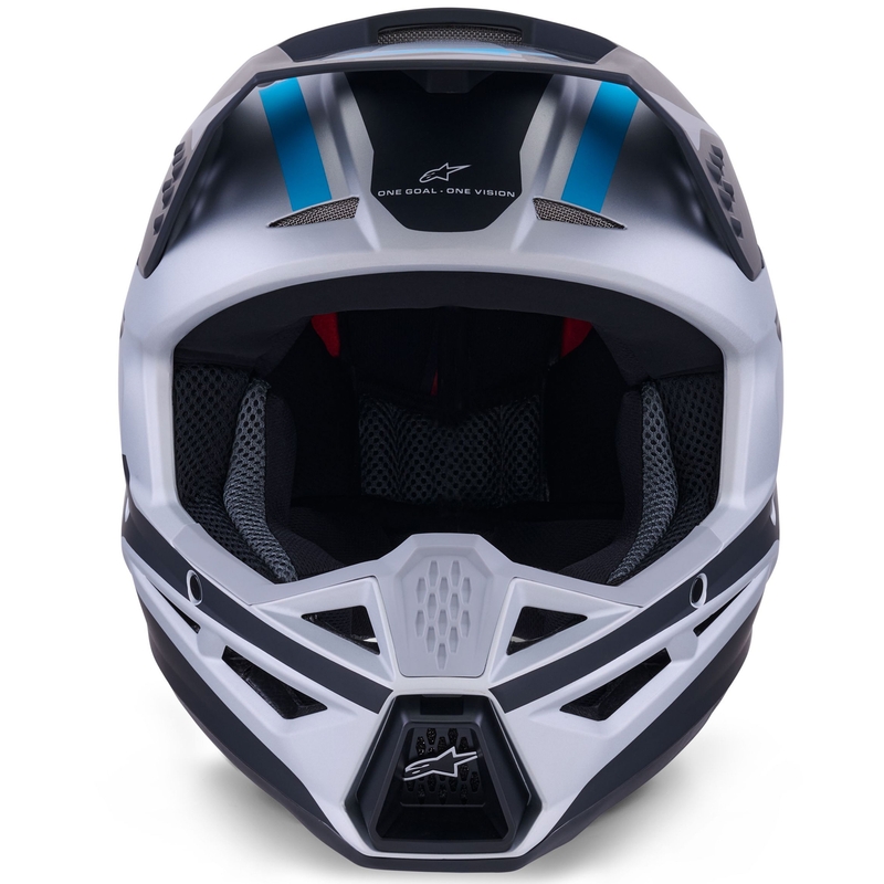 Casque de motocross Alpinestars S-M3 Heat argent-bleu-noir mat
