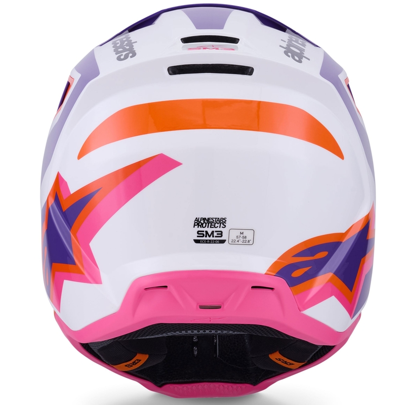 Casque de motocross Alpinestars S-M3 Heat blanc-violet-rose
