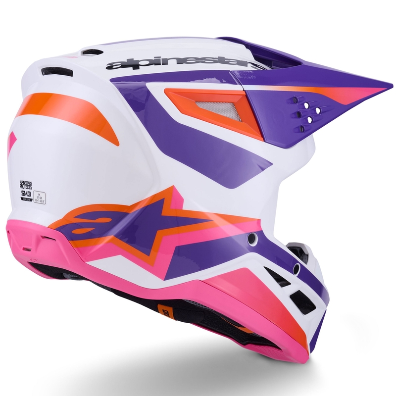 Casque de motocross Alpinestars S-M3 Heat blanc-violet-rose