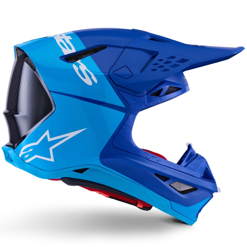 Casque de motocross Alpinestars Supertech S-M10 Flood bleu perle-bleu clair-noir-carbone-mat-brillant