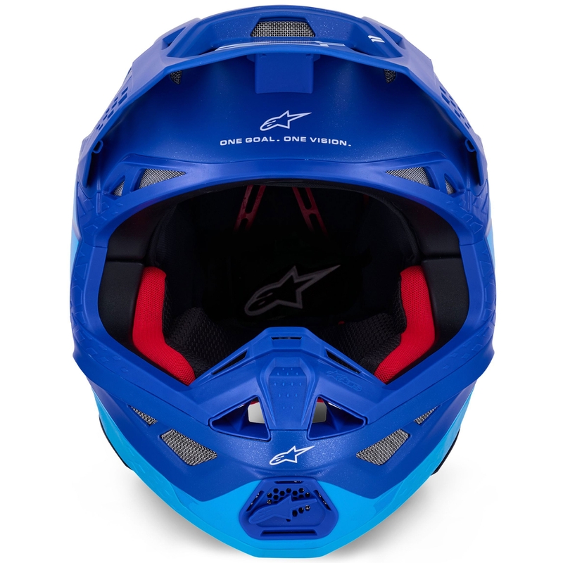 Casque de motocross Alpinestars Supertech S-M10 Flood bleu perle-bleu clair-noir-carbone-mat-brillant