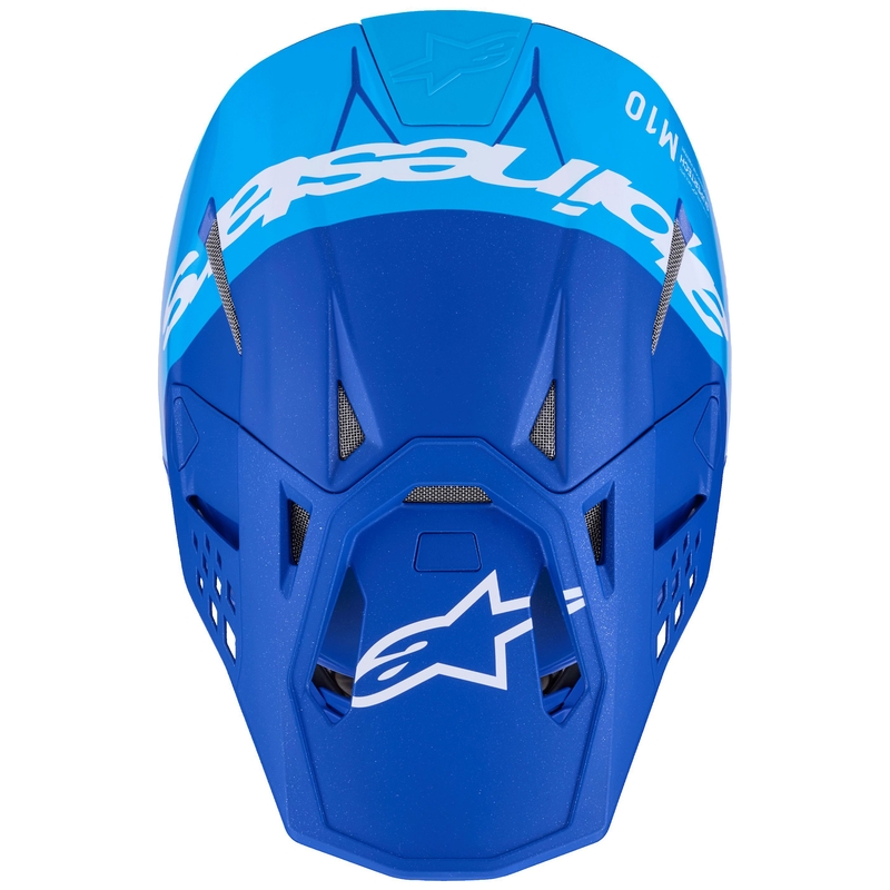 Casque de motocross Alpinestars Supertech S-M10 Flood bleu perle-bleu clair-noir-carbone-mat-brillant