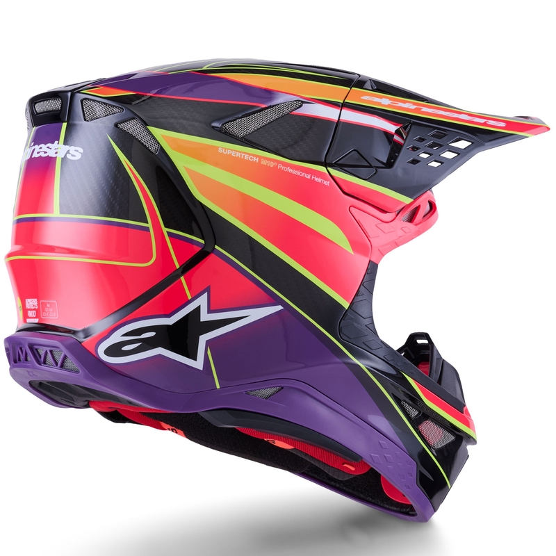 Casque de motocross Alpinestars Supertech S-M10 Era, rose, violet et jaune fluo
