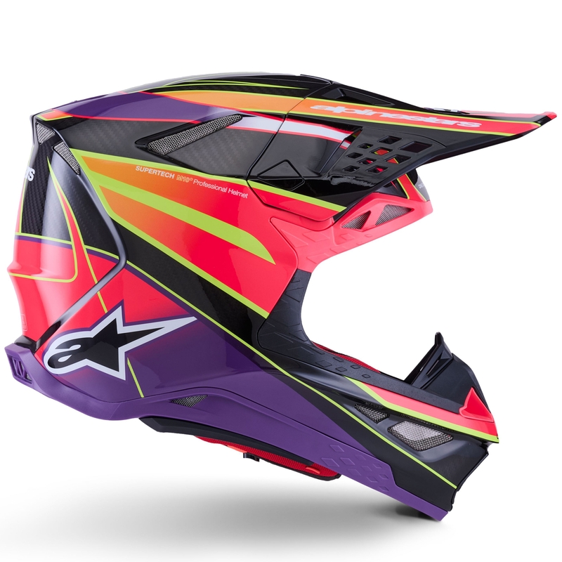 Casque de motocross Alpinestars Supertech S-M10 Era, rose, violet et jaune fluo