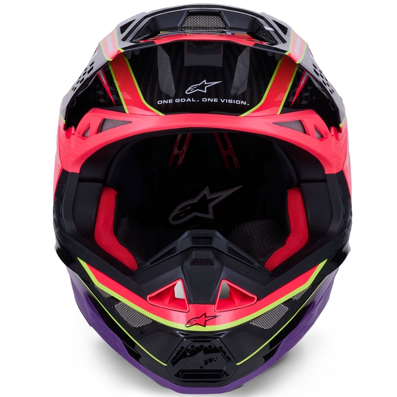 Casque de motocross Alpinestars Supertech S-M10 Era, rose, violet et jaune fluo