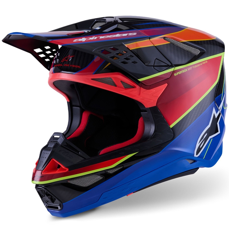 Casque de motocross Alpinestars Supertech S-M10 Era bleu-rouge-jaune fluo