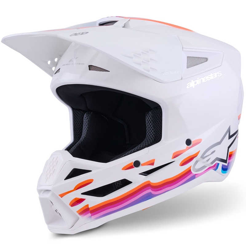 Casque de motocross Alpinestars S-M3 Force blanc-jaune-rose-violet