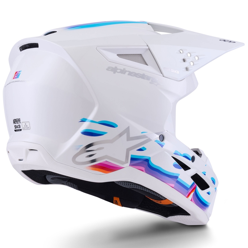 Casque de motocross Alpinestars S-M3 Force blanc-jaune-rose-violet