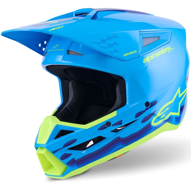 Casque de motocross Alpinestars S-M3 Force bleu-jaune fluo