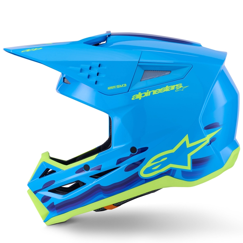 Casque de motocross Alpinestars S-M3 Force bleu-jaune fluo