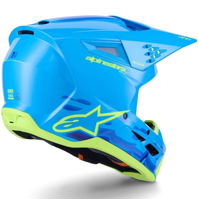 Casque de motocross Alpinestars S-M3 Force bleu-jaune fluo
