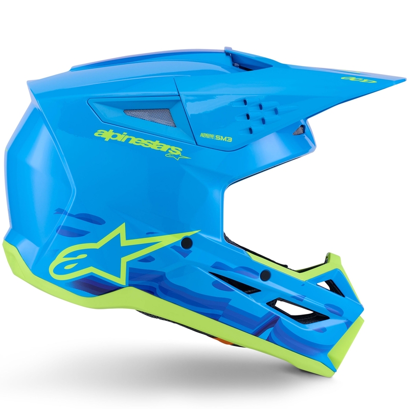 Casque de motocross Alpinestars S-M3 Force bleu-jaune fluo