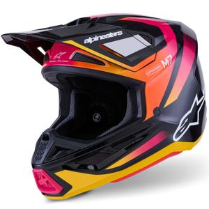 Casque de motocross Alpinestars SM7 Rise noir-jaune-rose fluo