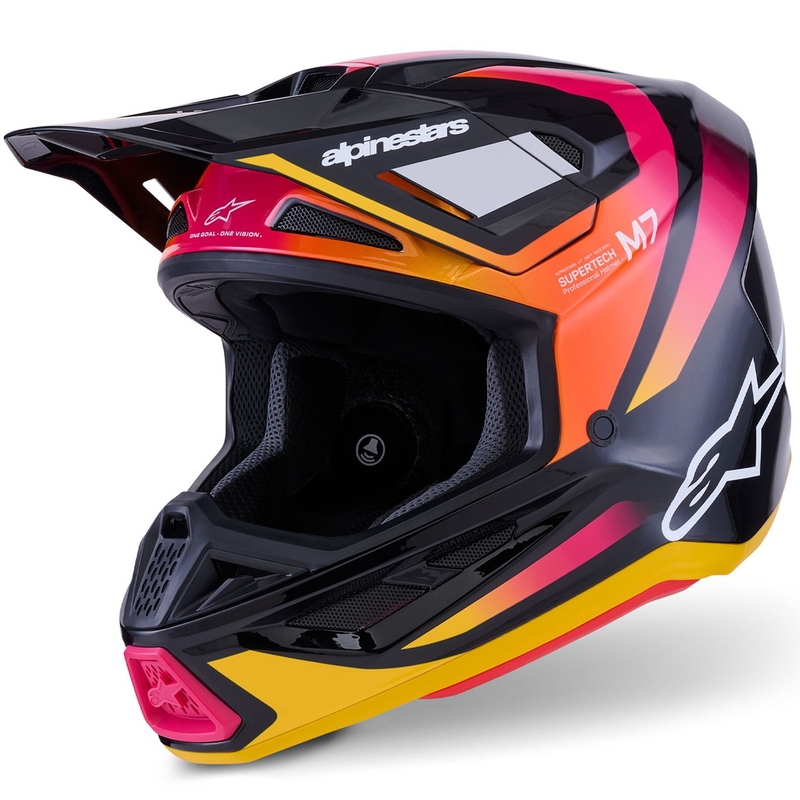 Casque de motocross Alpinestars SM7 Rise noir-jaune-rose fluo