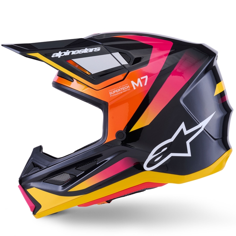 Casque de motocross Alpinestars SM7 Rise noir-jaune-rose fluo