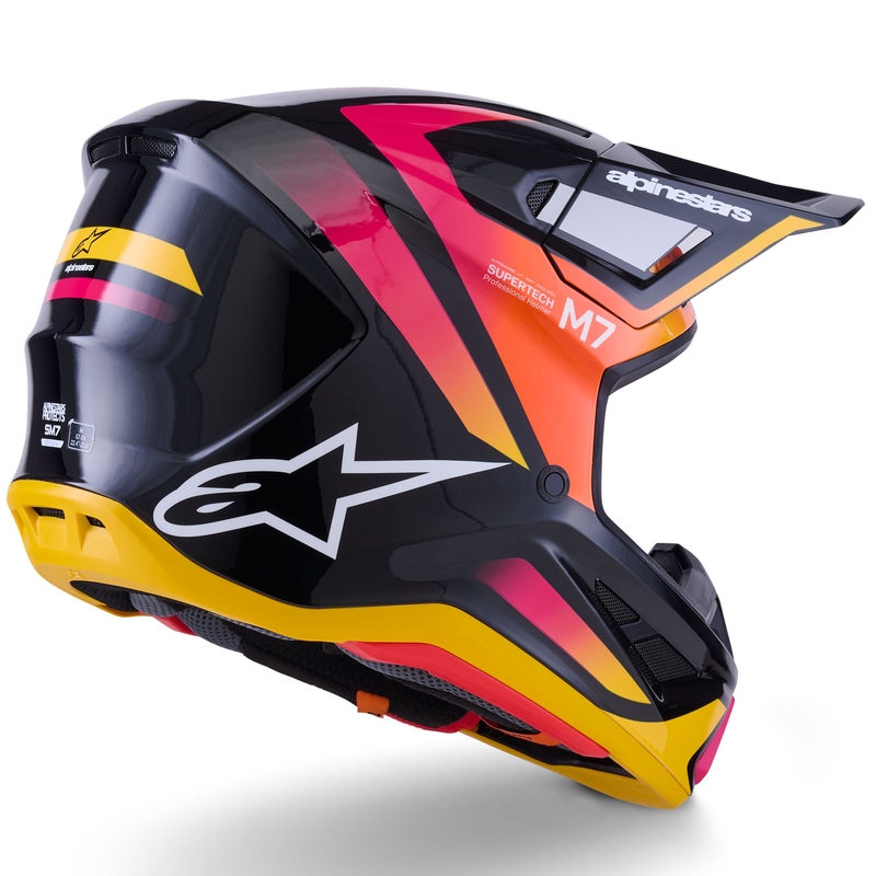 Casque de motocross Alpinestars SM7 Rise noir-jaune-rose fluo