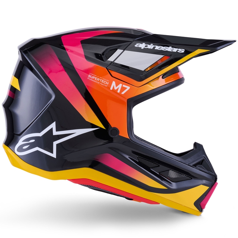 Casque de motocross Alpinestars SM7 Rise noir-jaune-rose fluo