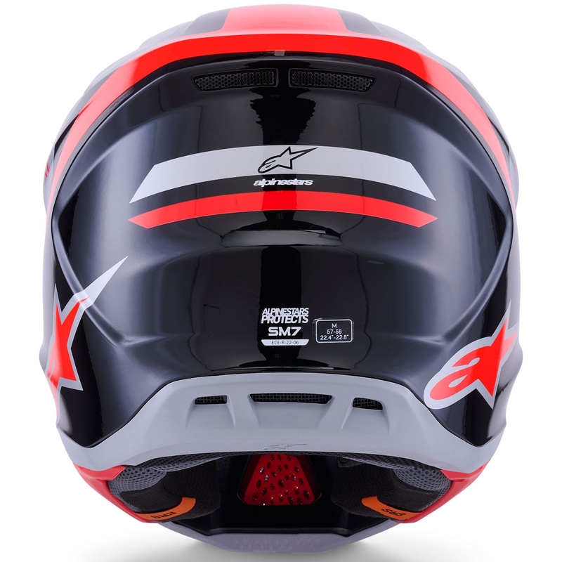 Casque de motocross Alpinestars SM7 Rise noir-argent-rouge fluo