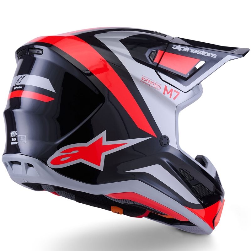 Casque de motocross Alpinestars SM7 Rise noir-argent-rouge fluo