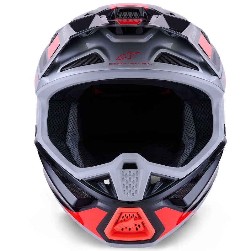 Casque de motocross Alpinestars SM7 Rise noir-argent-rouge fluo