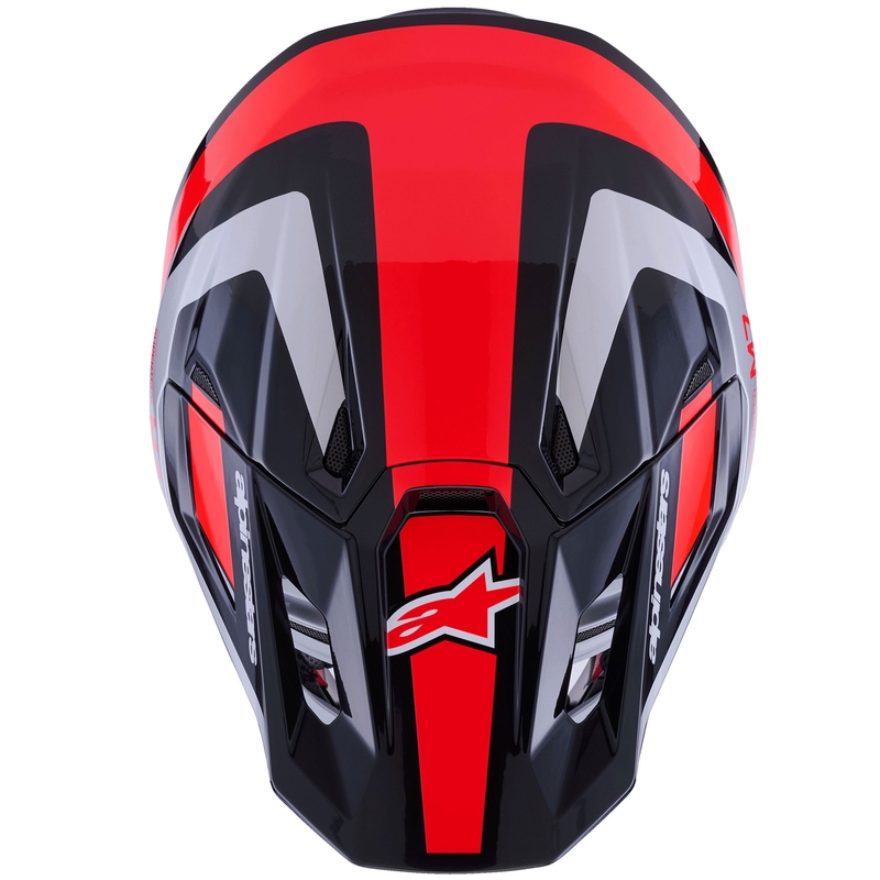 Casque de motocross Alpinestars SM7 Rise noir-argent-rouge fluo