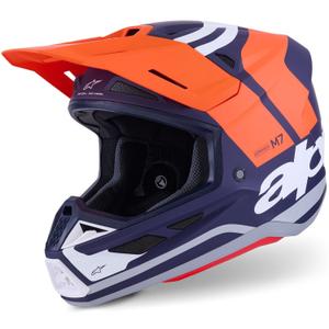 Casque de motocross Alpinestars SM7 Core orange-bleu-blanc mat