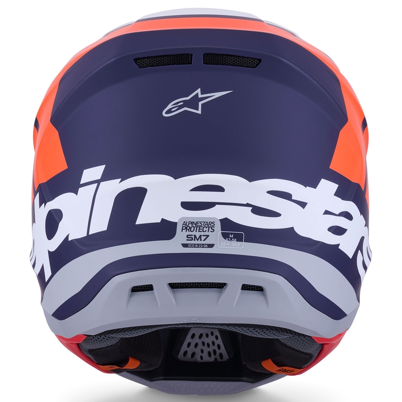 Casque de motocross Alpinestars SM7 Core orange-bleu-blanc mat