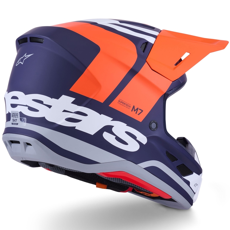 Casque de motocross Alpinestars SM7 Core orange-bleu-blanc mat