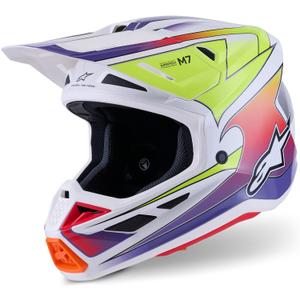 Casque de motocross Alpinestars SM7 Fuse blanc-jaune fluo-violet