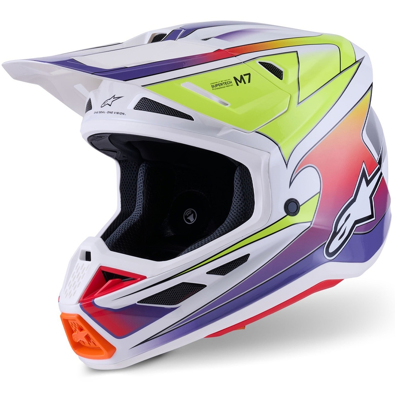 Casque de motocross Alpinestars SM7 Fuse blanc-jaune fluo-violet
