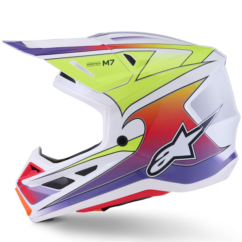 Casque de motocross Alpinestars SM7 Fuse blanc-jaune fluo-violet