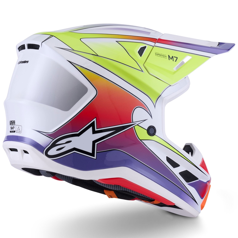 Casque de motocross Alpinestars SM7 Fuse blanc-jaune fluo-violet