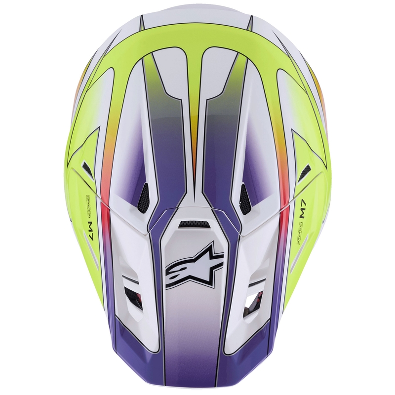 Casque de motocross Alpinestars SM7 Fuse blanc-jaune fluo-violet